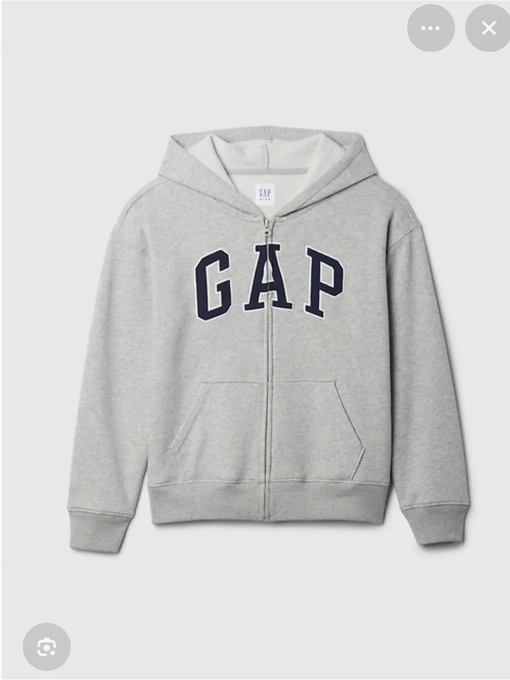 GAP Light Gray Zip Hoodie with black/navy  Logo